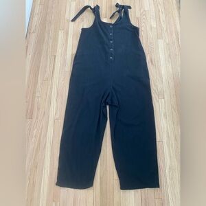 Old Navy cotton blend maternity black tie strap pants romper overalls Medium